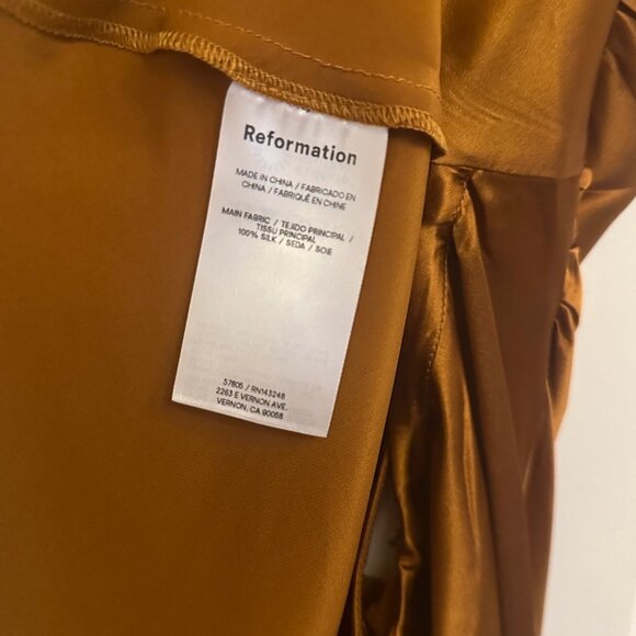 NEW Reformation Anaiis Silk Maxi Long Dress in Copper Brown | size 2 - Picture 10 of 11
